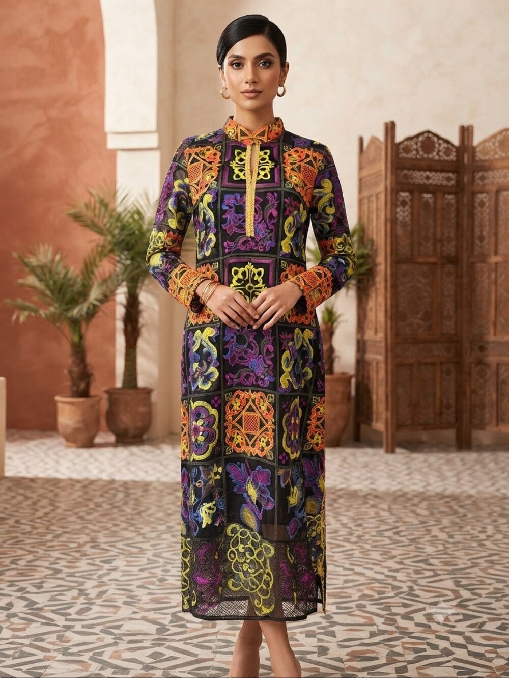 Rara Avis by Iris Apfel Embroidered Tunic Kaftan NWT Sz M